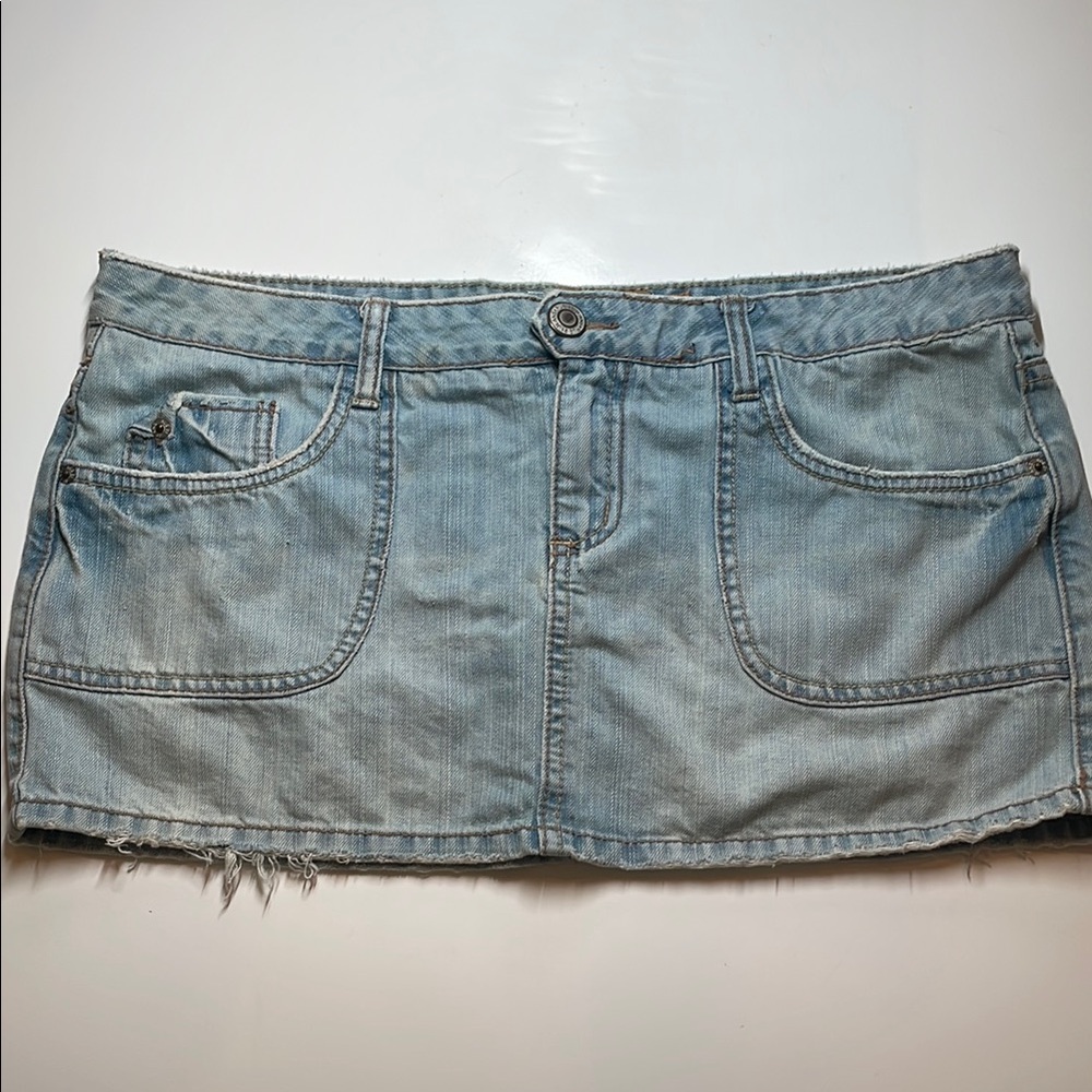 Low rise denim mini skirt